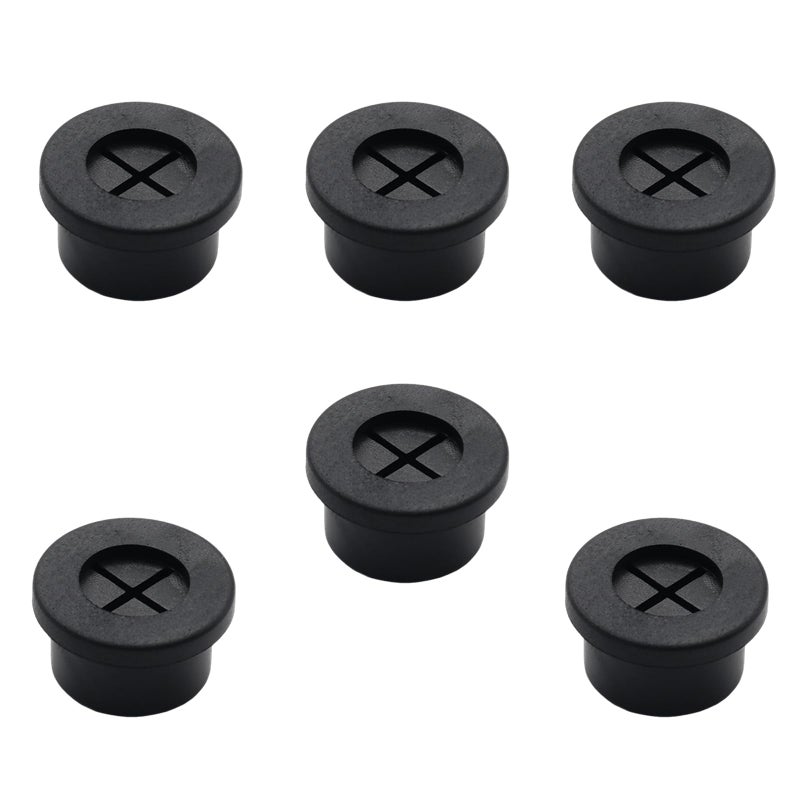 Adyoney 6 Pcs 16mm / 5/8 Inch Black Cable Cord Grommets, Rubber Desk Grommets for Table Computer Desk Wire Organizer TV Console and Other Furnitures Cover - Image 1